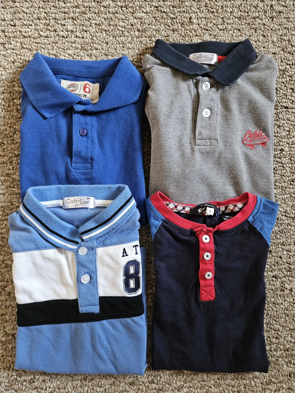 Lot of 4 Assorted Boys Polo Shirts/ Buttoned Shirts- Blue/Gray Size 6
